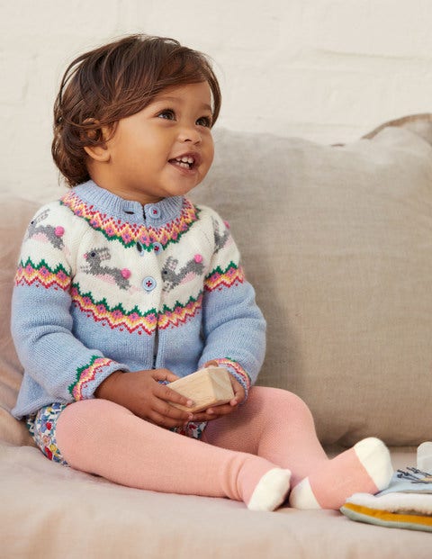 Fair-Isle-Cardigan - Himmelblau, Häschen Fair-Isle-Cardigan - Himmelblau, Häschen