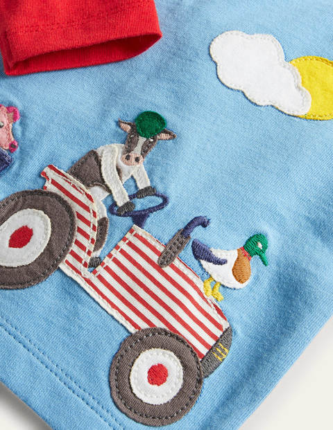 Lift-the-flap Raglan T-shirt - Surfboard Blue Tractor Lift-the-flap Raglan T-shirt - Surfboard Blue Tractor
