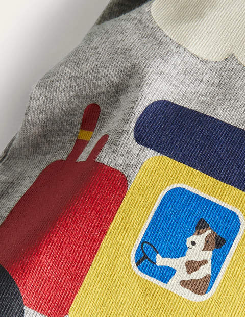 Gemustertes T-Shirt mit Zugmotiv - Grau Meliert, Zug Gemustertes T-Shirt mit Zugmotiv - Grau Meliert, Zug