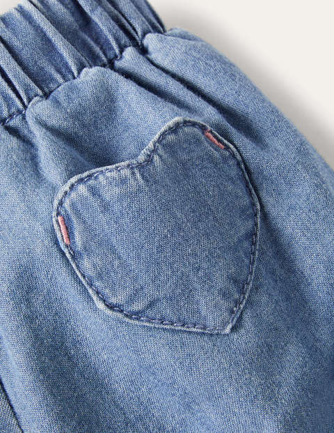 Chambray-Pumpshorts - Blauer Faux-Uni Chambray-Pumpshorts - Blauer Faux-Uni