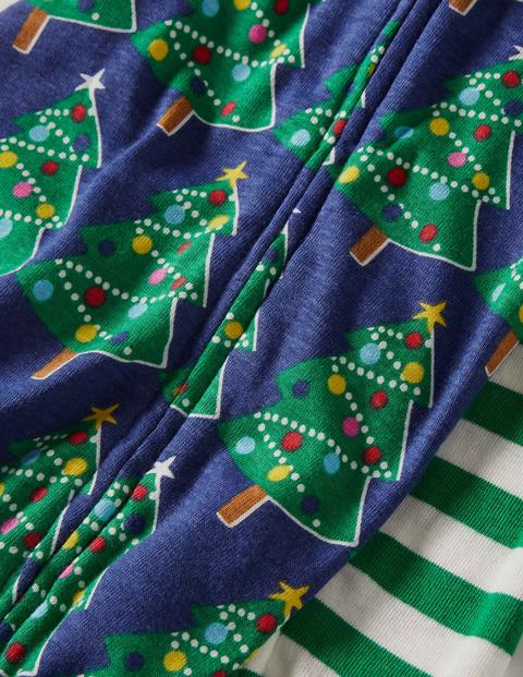 Twin Pack Zip Sleepsuit - Starboard Blue Christmas Trees Twin Pack Zip Sleepsuit - Starboard Blue Christmas Trees