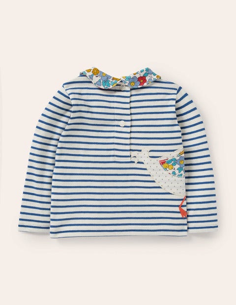 Big Applique Collared T-Shirt - Ivory/Venice Blue Ducks Big Applique Collared T-Shirt - Ivory/Venice Blue Ducks