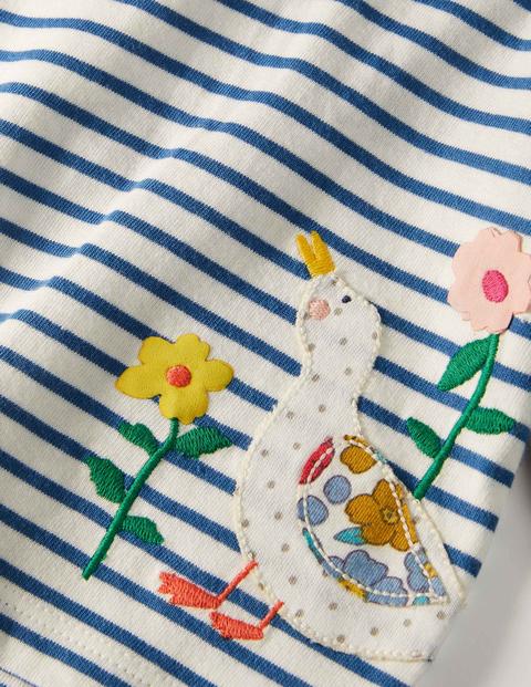 Big Applique Collared T-Shirt - Ivory/Venice Blue Ducks Big Applique Collared T-Shirt - Ivory/Venice Blue Ducks