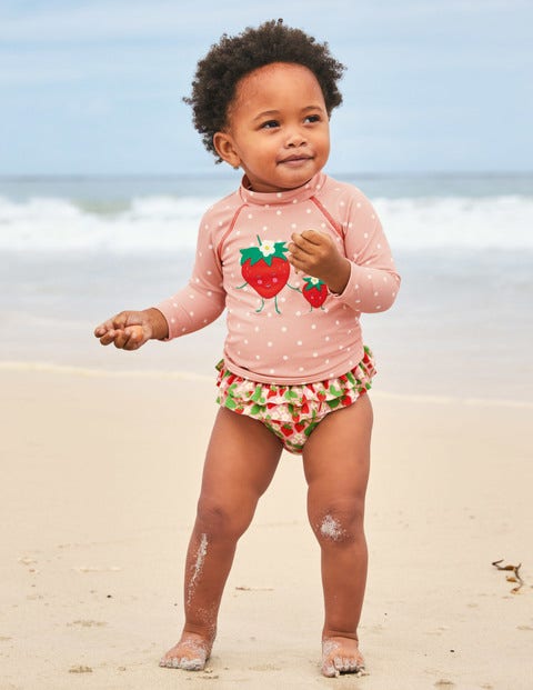 Rash Guard Set - Boto Pink Ditsy Strawberries Rash Guard Set - Boto Pink Ditsy Strawberries
