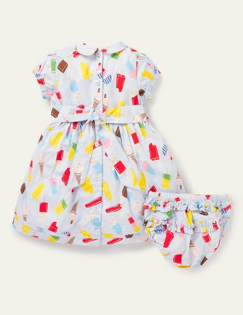 Nostalgic Smocked Woven Dress - Provence Blue Ice Creams Nostalgic Smocked Woven Dress - Provence Blue Ice Creams