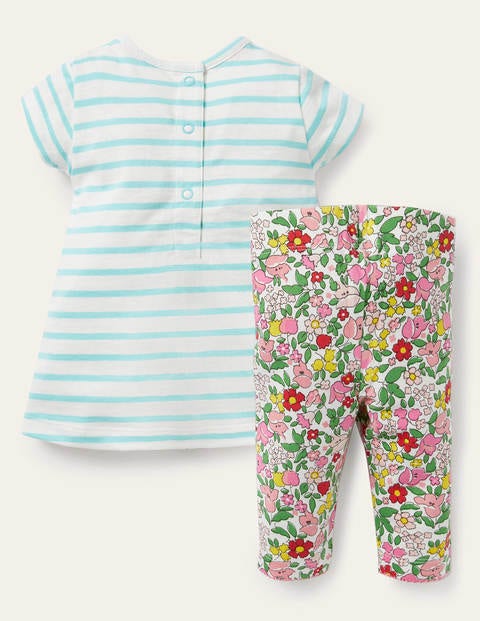 Appliqué Dress & Leggings Set - Ivory/Aqua Blue Truck Appliqué Dress & Leggings Set - Ivory/Aqua Blue Truck