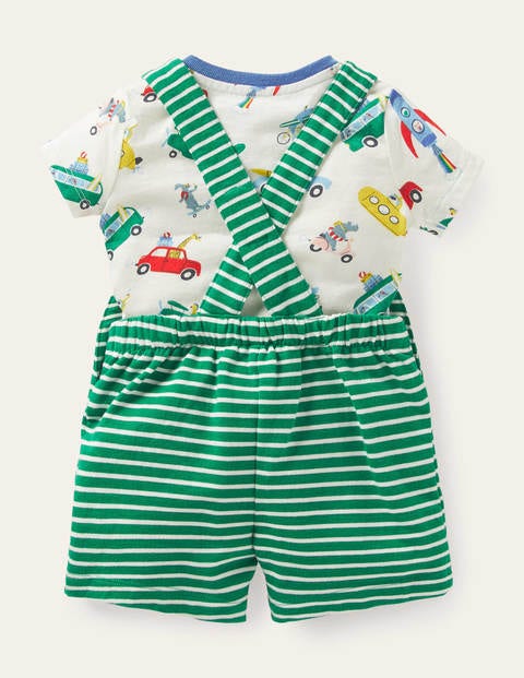 Summer Jersey Dungaree Set - Multi Animal Adventures Summer Jersey Dungaree Set - Multi Animal Adventures