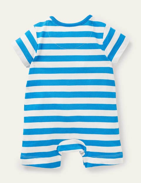 Kurzer Jerseystrampler - Naturweiß/Marokkoblau, Sprout Kurzer Jerseystrampler - Naturweiß/Marokkoblau, Sprout