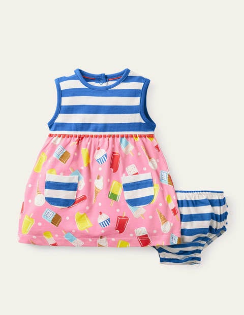 Printed Jersey Dress - Pink Lemonade Ice Creams Printed Jersey Dress - Pink Lemonade Ice Creams