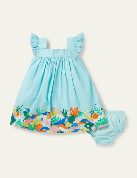 Woven Coral Scene Dress - Georgian Blue Coral Reef Woven Coral Scene Dress - Georgian Blue Coral Reef