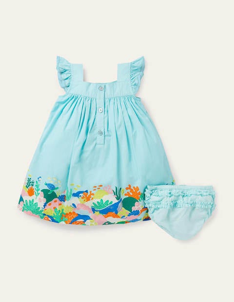 Woven Coral Scene Dress - Georgian Blue Coral Reef Woven Coral Scene Dress - Georgian Blue Coral Reef