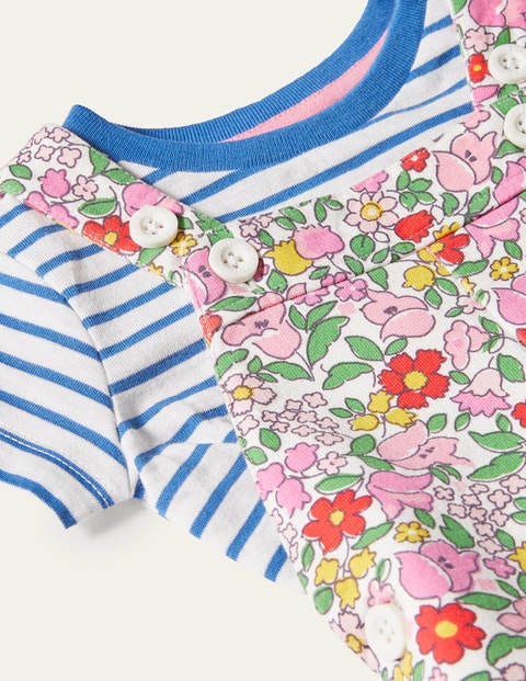 Summer Jersey Overalls Set - Pink Lemonade Vintage Floral Summer Jersey Overalls Set - Pink Lemonade Vintage Floral