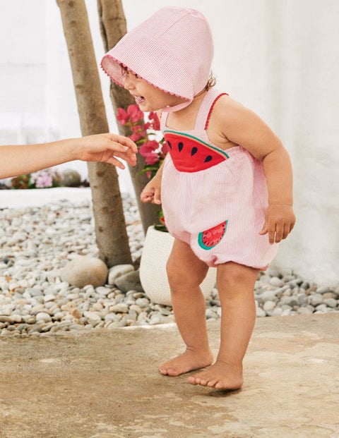 Fun Ticking Romper - Pink Lemonade Watermelons Fun Ticking Romper - Pink Lemonade Watermelons