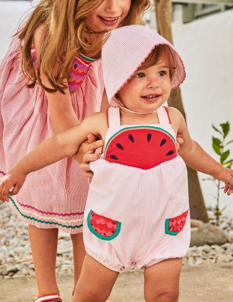 Fun Ticking Romper - Pink Lemonade Watermelons Fun Ticking Romper - Pink Lemonade Watermelons