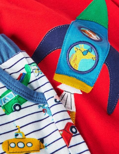 Vacation Appliqué Short Set - Ivory/Blue Animal Adventures Vacation Appliqué Short Set - Ivory/Blue Animal Adventures