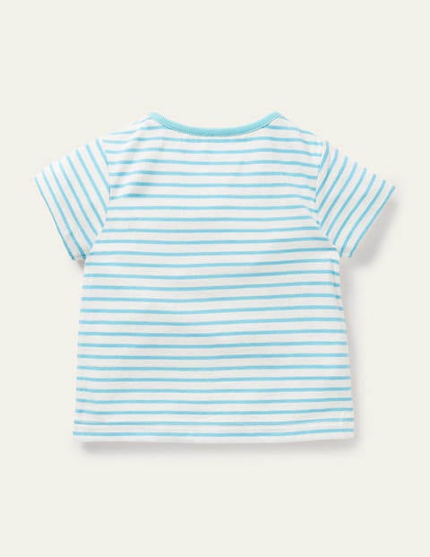 T-Shirt mit fröhlicher Applikation - Naturweiß/Meerblau, Eiscreme