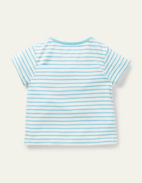 Vacation Appliqué T-shirt - Ivory/Aqua Blue Ice-Cream Vacation Appliqué T-shirt - Ivory/Aqua Blue Ice-Cream
