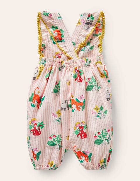 Printed Dungaree - Boto Pink Jungle Friends Printed Dungaree - Boto Pink Jungle Friends