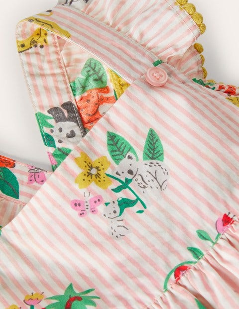 Printed Dungaree - Boto Pink Jungle Friends Printed Dungaree - Boto Pink Jungle Friends