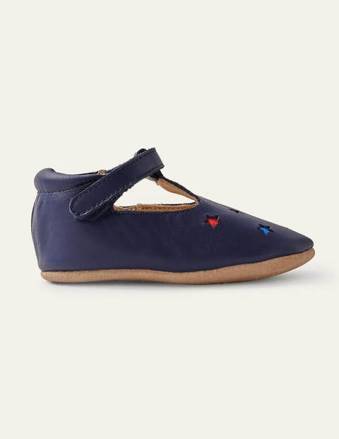 Chaussures pour bébé en cuir - Étoiles bleu marine universitaire Chaussures pour bébé en cuir - Étoiles bleu marine universitaire