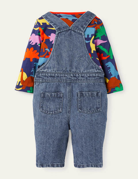 Dino Overalls Set - Chambray Dino Dino Overalls Set - Chambray Dino
