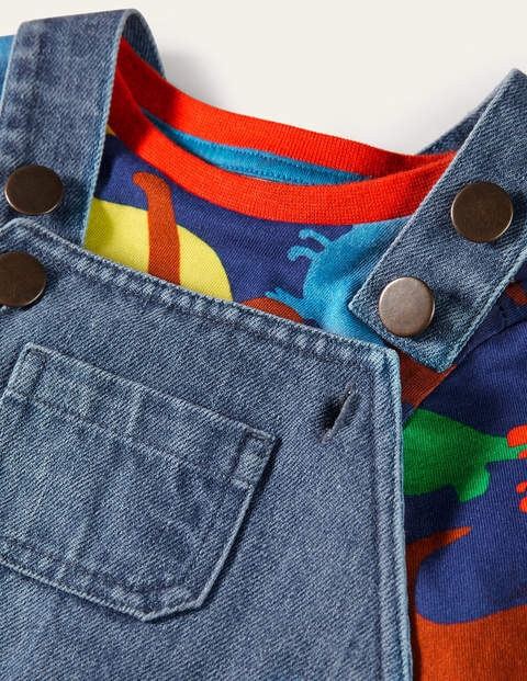 Dino Overalls Set - Chambray Dino Dino Overalls Set - Chambray Dino