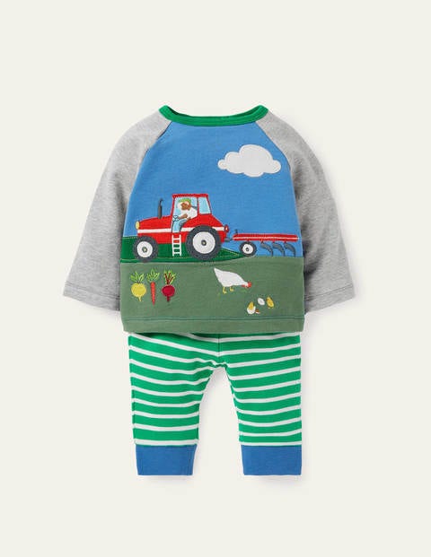 Appliqué Jersey Play Set - Elizabethan Blue Tractor Scene Appliqué Jersey Play Set - Elizabethan Blue Tractor Scene