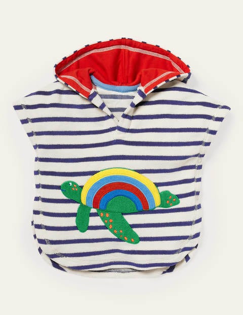 Fröhlicher Frottee-Kapuzenponcho - Segelblau/Weiß, Schildkröte Fröhlicher Frottee-Kapuzenponcho - Segelblau/Weiß, Schildkröte