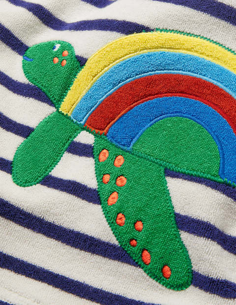 Fröhlicher Frottee-Kapuzenponcho - Segelblau/Weiß, Schildkröte Fröhlicher Frottee-Kapuzenponcho - Segelblau/Weiß, Schildkröte