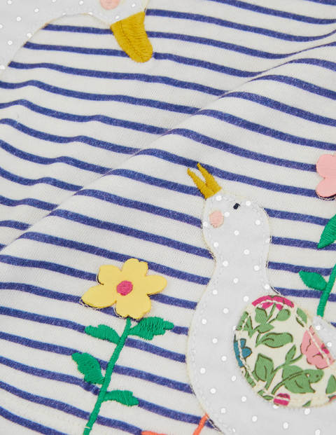 Big Appliqué Collared T-shirt - Ivory/Venice Blue Ducks Big Appliqué Collared T-shirt - Ivory/Venice Blue Ducks