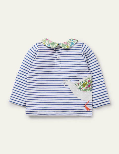 Big Appliqué Collared T-shirt - Ivory/Venice Blue Ducks Big Appliqué Collared T-shirt - Ivory/Venice Blue Ducks