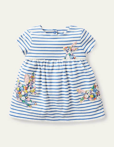 Big Appliqué Jersey Dress - Ivory/Elizabethan Blue Bunnies Big Appliqué Jersey Dress - Ivory/Elizabethan Blue Bunnies