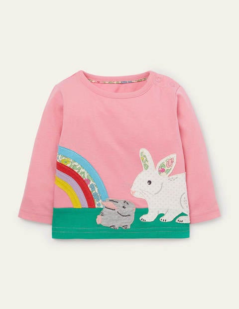 T-shirt à grand appliqué lapin - Lapins rose limonade T-shirt à grand appliqué lapin - Lapins rose limonade