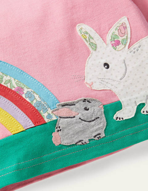 T-shirt à grand appliqué lapin - Lapins rose limonade T-shirt à grand appliqué lapin - Lapins rose limonade