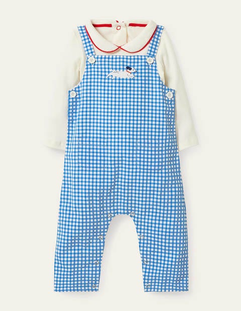 Gingham Dungaree Set - Elizabethan Blue Gingham Gingham Dungaree Set - Elizabethan Blue Gingham