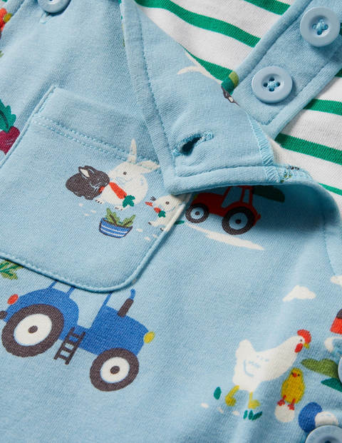 Printed Jersey Overalls Set - Multi Farmyard Friends Printed Jersey Overalls Set - Multi Farmyard Friends