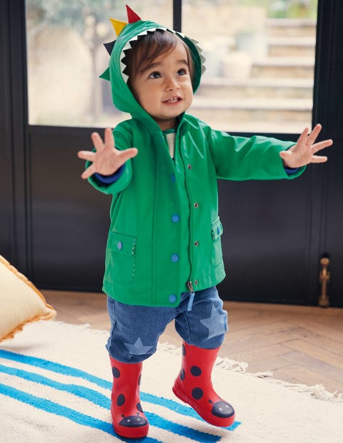 Shower-resistant Dino Raincoat - Sapling Green Shower-resistant Dino Raincoat - Sapling Green