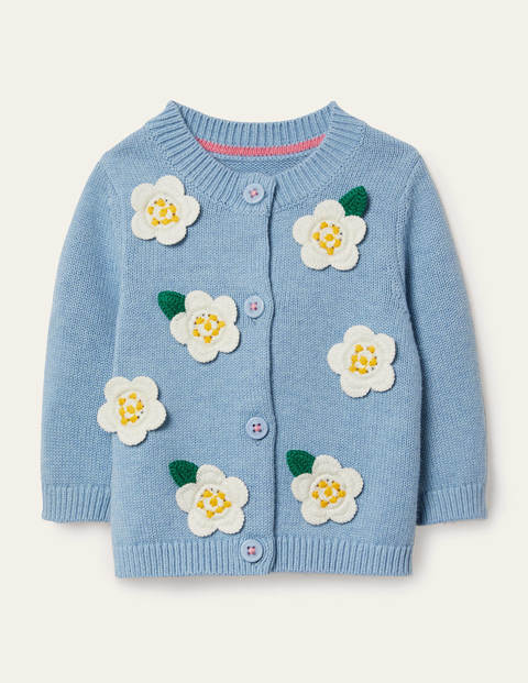 Crochet Detail Cardigan - Dusk Blue Flowers