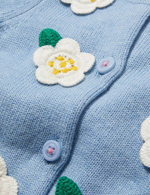 Crochet Detail Cardigan - Dusk Blue Flowers Crochet Detail Cardigan - Dusk Blue Flowers