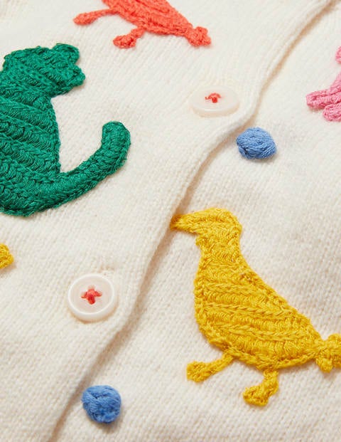 Crochet Detail Cardigan - Ecru Marl Animals Crochet Detail Cardigan - Ecru Marl Animals