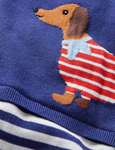 Sausage Dog Knitted Romper - Starboard Blue Sausage Dog Knitted Romper - Starboard Blue
