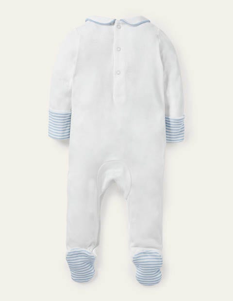 Organic Smocked Sleepsuit - Ivory Bunnies Organic Smocked Sleepsuit - Ivory Bunnies