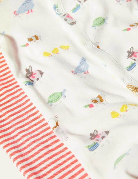 Organic Twin Pack Sleepsuit - Ivory Pet Friends Organic Twin Pack Sleepsuit - Ivory Pet Friends