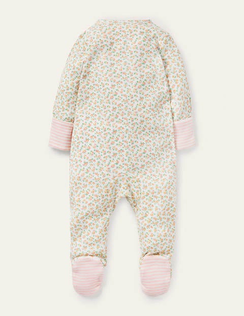 Organic Roses Zip-up Sleepsuit - Ivory Tiny Rose Organic Roses Zip-up Sleepsuit - Ivory Tiny Rose