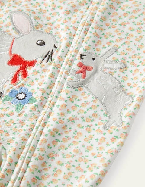 Organic Roses Zip-up Sleepsuit - Ivory Tiny Rose Organic Roses Zip-up Sleepsuit - Ivory Tiny Rose