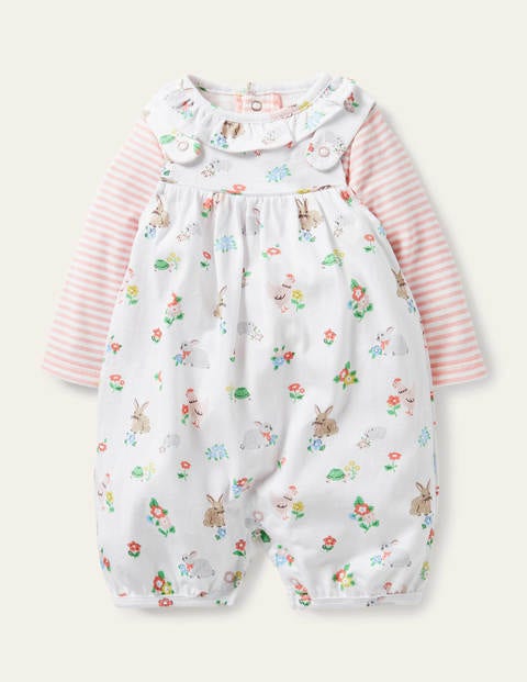 Organic Newborn Dungaree Set - Ivory Floral Pets Organic Newborn Dungaree Set - Ivory Floral Pets
