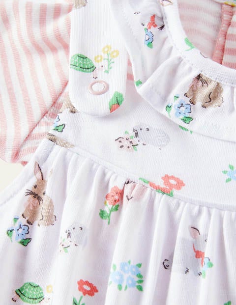 Organic Newborn Dungaree Set - Ivory Floral Pets Organic Newborn Dungaree Set - Ivory Floral Pets