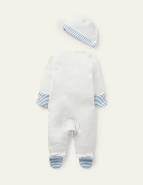 Organic Sleepsuit & Hat Set - Ivory Pet Friends Organic Sleepsuit & Hat Set - Ivory Pet Friends