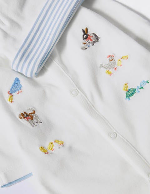 Organic Sleepsuit & Hat Set - Ivory Pet Friends Organic Sleepsuit & Hat Set - Ivory Pet Friends