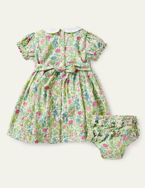 Nostalgic Smocked Woven Dress - Multi Vintage Flowerbed Nostalgic Smocked Woven Dress - Multi Vintage Flowerbed